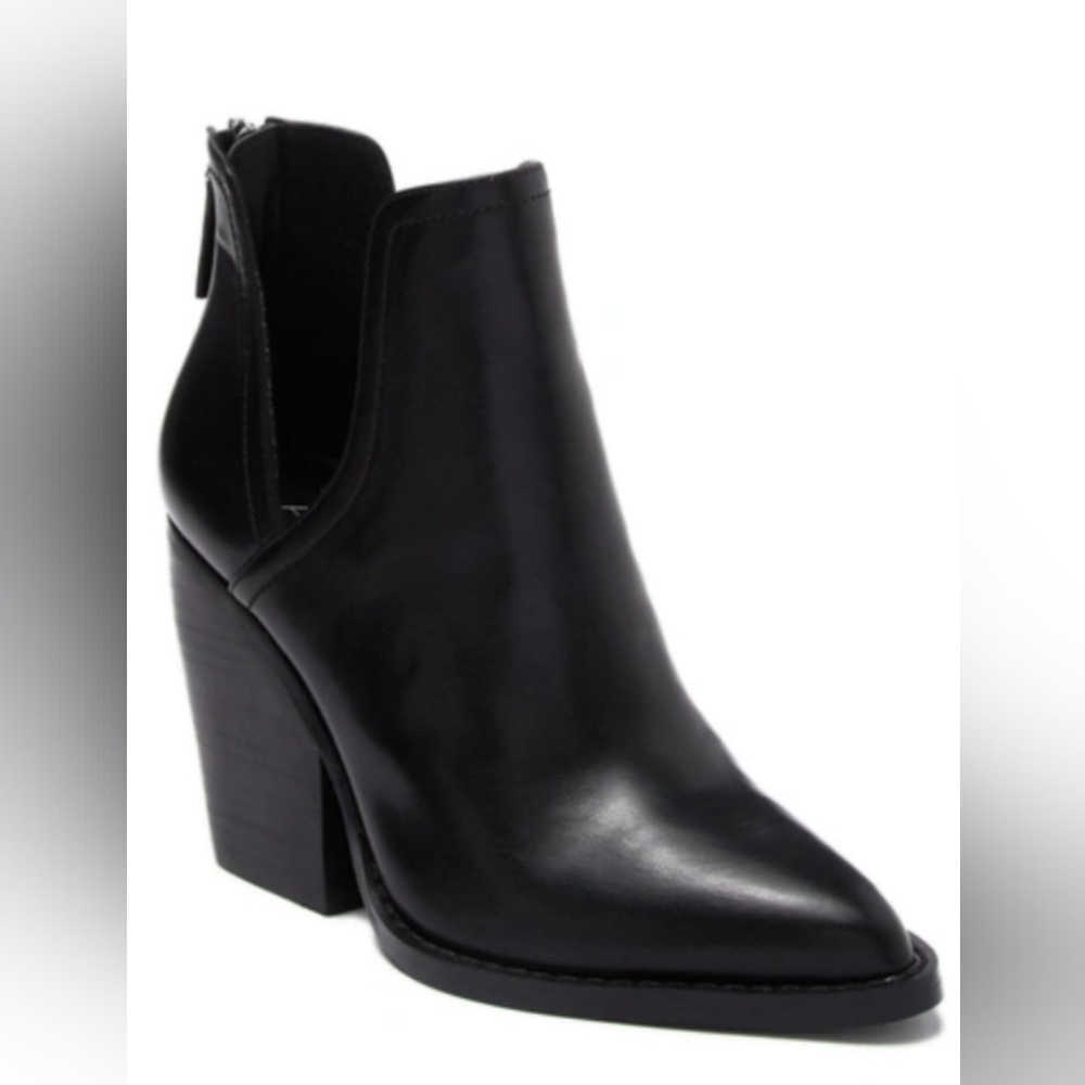 ABOUND KAYLA ANKLE BOOT WITH BLOCK HEEL IN BLACK FAUX LEATHER sz 10 NEW W TAGS
